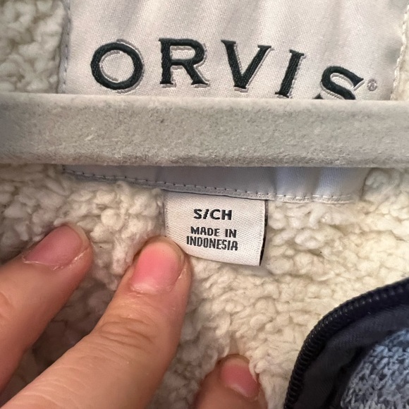 Orvis Men's Fleece Sherpa Lined Quarter Zip Pullover Sweater - Picture 8 of 10